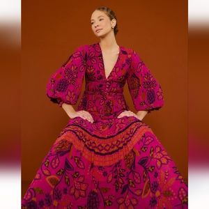 FARM Rio Pink Macaw Floral Maxi Dress size Medium
